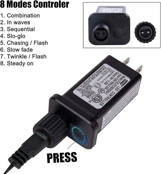 LED Christmas Mini Lights, 108 Feet 300 LED Clear Bulbs String Lights with 8 Light Modes, Connectable Fairy Lights Plug in for Outdoor Xmas Trees Garland Wreath Holiday Decorations, Warm White