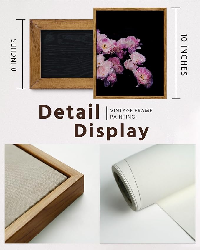 VIYYIEA Framed Canvas Wall Art Home Decor Classical Flower Oil Paintings for Wall Decorations Canvas Wall Art Modern Floral Home Decor for Bedroom Living Room Bathroom Decor 8x10in