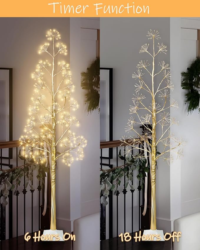6FT Lighted Birch Tree Christmas Artificial Twig Tree with 660 LED Lights Timer 8 Mode Xmas Tree for Holiday Party Wedding Indoor Outdoor Decor