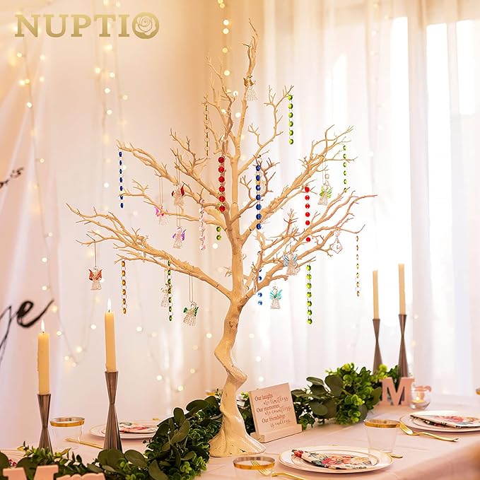 NUPTIO Artificial Christmas Tree Branch: 3.44 feet Tall White Manzanita Tree Halloween Centerpiece Wedding Centerpieces for Tables - Decorative Ornament Display Tree Branches for Weddings (2 Pc)