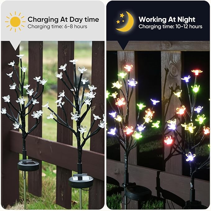 Solar Garden Lights Garden Decor, Solar Flowers Outdoor Decorative,2Pack 40LED Fairy Lights Outdoor Garden Waterproof for Outside Yard,Lawn,Patio,Pathway Decorations Gardening Gifts