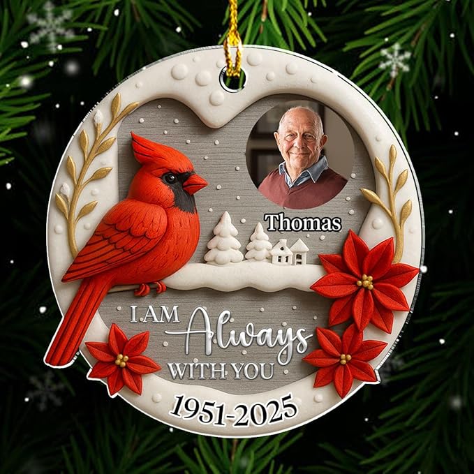 Always in My Mind Personalized Custom Photo Acrylic Ornament – Heartfelt Gift for Loss of Loved Ones, Christmas Home Decoration