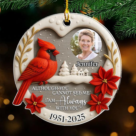 Always in My Mind Personalized Custom Photo Acrylic Ornament – Heartfelt Gift for Loss of Loved Ones, Christmas Home Decoration