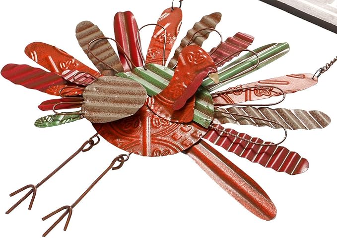 Ogrmar Vintage Metal Thanksgiving Turkey Wall Hanging Decoration Welcome Sign Front Door Ornament Festive Whimsical Halloween Christmas Decor
