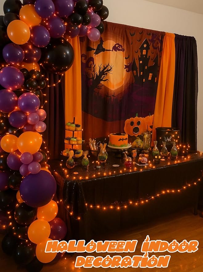 4 Pack 20FT 60LED Halloween Battery Operated Fairy Lights with Timer, Waterproof Battery String Lights Outdoor Indoor, Battery Twinkle Lights for Bedroom Wedding Birthday Party Halloween (Orange)