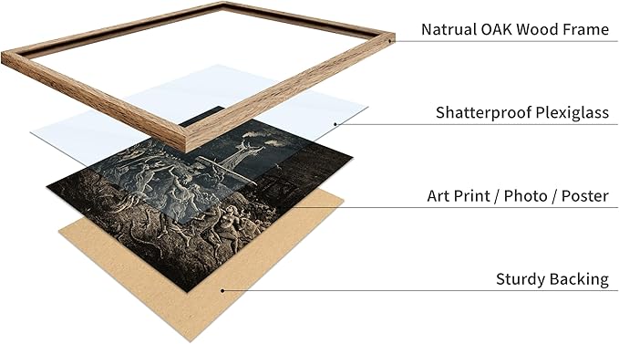 Poster Master Vintage Gustave Dore Poster - Retro Illustration Print - Gift for Gothic, Horror Fan - Dance of Sabbath, Witch, Magic, Spell - Wall Decor for Bedroom, Dorm, 8x10 Beige Framed