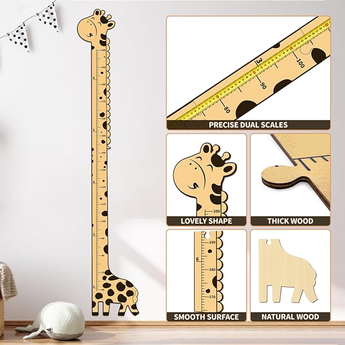Wooden Growth Chart for Kids,Giraffe Height Chart for Boy Girls,Measuring Board for Kids Height,for Child's Room,Nursery Decor Decoration Wall Art (giraffe)