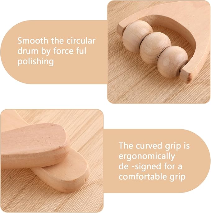 3Pcs Wood Therapy Massage Sticks, Wooden Massage Rollers, Hand Massage Tools Manual Hand Muscle Roller for Relaxes Thigh, Leg, Hands Full Body Muscle