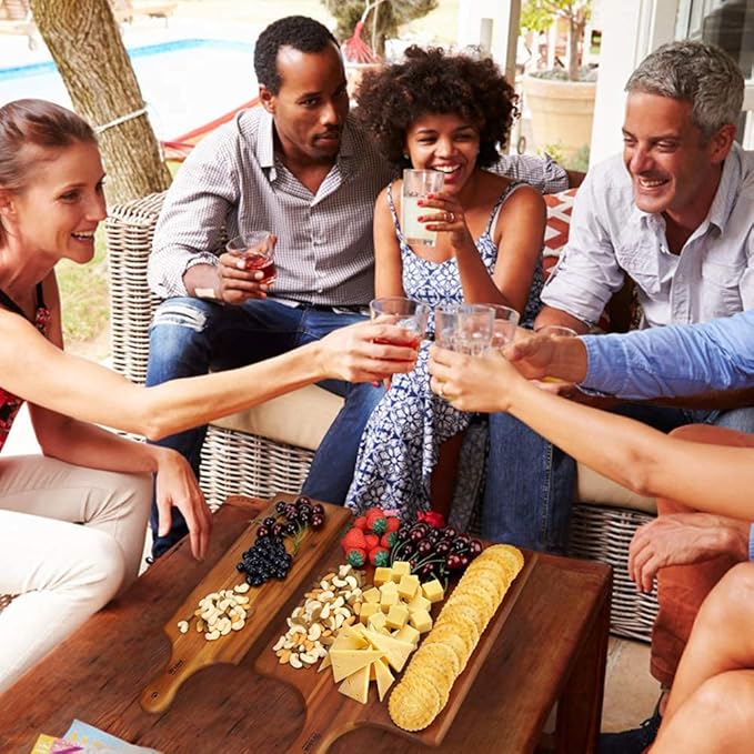 AIDEA Acacia Wood Cutting Board with Handle, Large Wooden Charcuterie Board for Bread, Cheese, Meat, and Fruits, Food Serving Tray for the Kitchen (17" x 11")