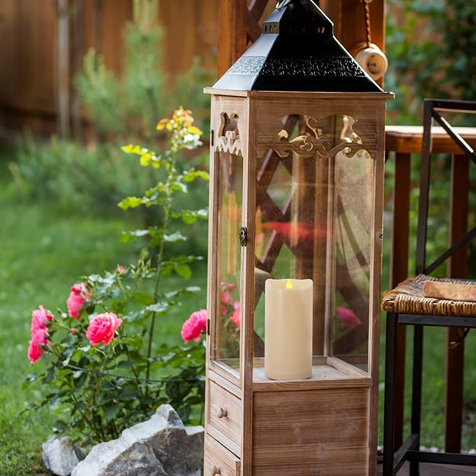 Large Flameless Candles with Remote and Timers Outdoor Waterproof, 8" x 4" Battery Operated Flickering LED Pillar Candles for Outside Lanterns, Ivory Plastic, Long-Lasting ,Set of 2