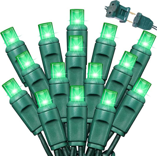 600LED (12pk of 50L) String Lights,LED Christmas Lights, 6" SPACING,Green Wire,Green