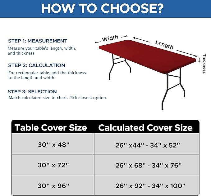 Fitted Tablecloth for 8 Foot Rectangle Tables-6 Pack Red Elastic Outdoor Picnic Table Cover-Spandex Stretch Folding Table Cloths 8ft for Camping Dining Room Patio Kitchen Banquet Party