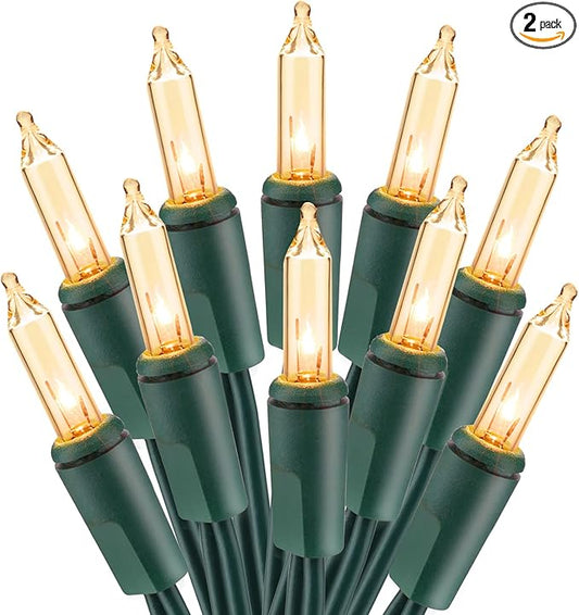 PhilzOps Clear Christmas Lights, 69.6ft 300Ct Warm White Incandescent Christmas String Lights, Connectable 120V UL Certified Indoor Xmas Tree Lights for Outdoor Wedding Party Decor, Green Wire