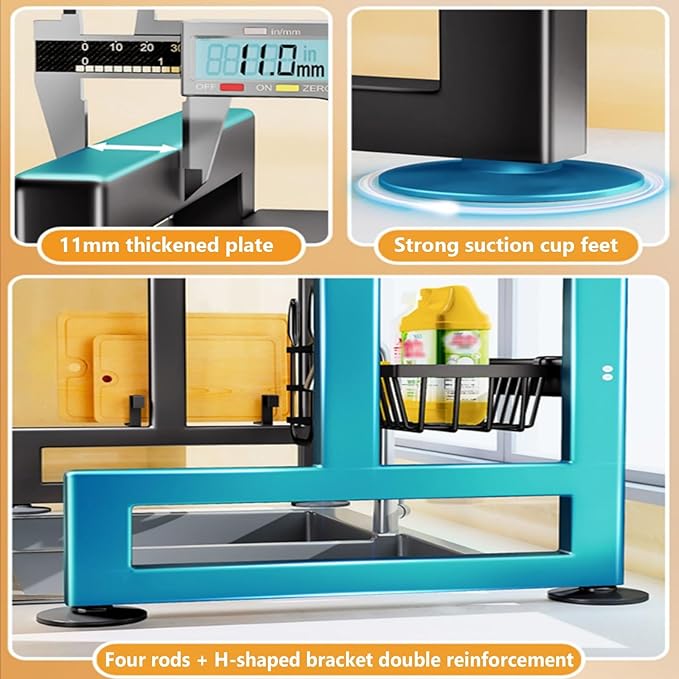 Home Furnishing Over The Sink Dish Drainer Drying Rack 3 Tier Over Sink Dish Rack for,oversink Dish Dry Rack,Space Saving Dish Drying Rack,Kitchen Sink Organizer countertop(White,55cm/21.7in)