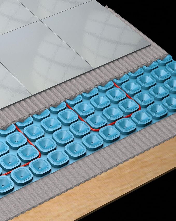 All-in-one Electric Radiant Floor Heating Kit 215 Sq Ft 240V with 2855401 Thermo Basic Non-programmable Thermostat, Heat Uncoupling Membrane, Underfloor Heat Cable, Safe Installation Tools