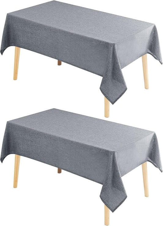 Hiasan 2 Pack Faux Linen Square Tablecloth - Wrinkle and Stain Resistant Washable Table Cloth for Kitchen Dining Room Holiday Table Cover for Party Dinner, Grey, 54 x 54 Inch
