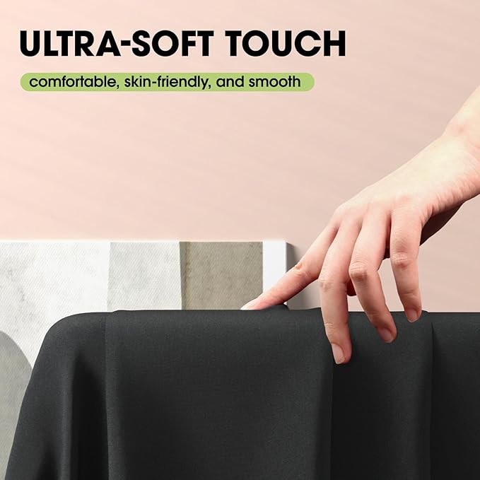 Pureegg Rectangle Table Cloth 60" x 84" – Durable Polyester Tablecloth Offers Reusable & Washable Protection, Ideal for Outdoor Party, Picnic, Wedding, Banquet and Birthday, 4 Pack, Black