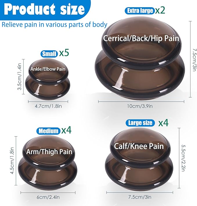 15Pcs Cupping Therapy Set-Professional Silicone Cupping, Suitable for Facial Body Massage/Deep Myofascial Release/Pain Relief/Muscle Relaxation & More (Black,15pcs)