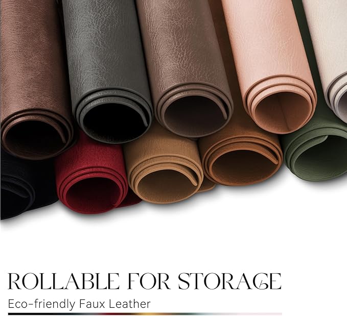 MOSAYT Vinyl Placemats Set of 6-12 X 17 Inch - Faux Leather 100% Waterproof Oil-Proof Wipeable PU Place Mats, Heat Resistant Reversible Table Mats for Kitchen, Dining, Outdoor (Brown)