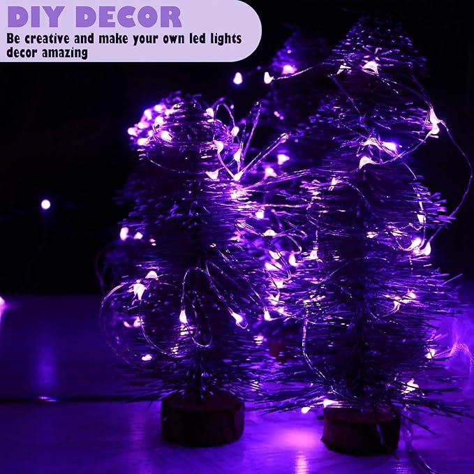 6 Pack 7Feet Starry String Lights,Fairy String Lights 20 Micro Starry Leds On Silvery Copper Wire 2pcs CR2032 Batteries Included,Works for Wedding Centerpiece,Party,Christmas Table Decor (Purple)