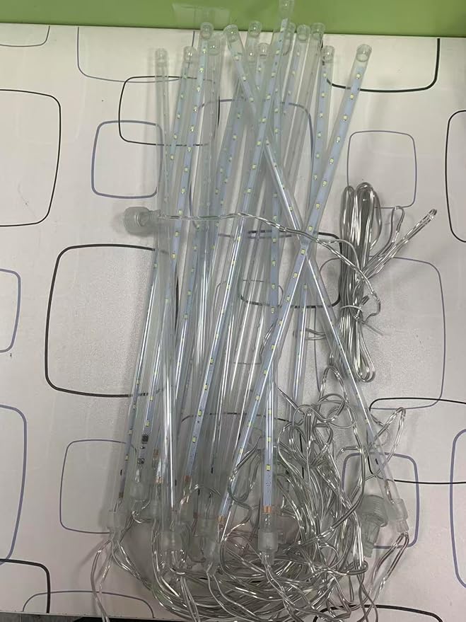 PEMOTech Christmas Lights Outdoor, [Timing Function] 24tubes 30cm 576 Led Meteor Shower Lights, Waterproof Christmas Decorations Icicle Light for ChristmasTrees Halloween Party, Ul Plug,Warm White