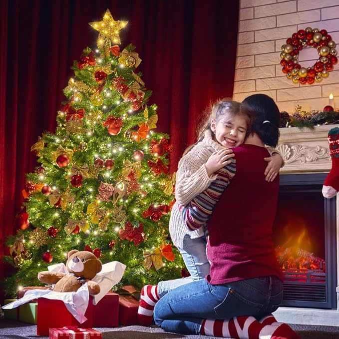 11.8 Inch LED Star Tree Topper - Gold Metal Ornament with 20 Lights for Christmas Tree Decoration