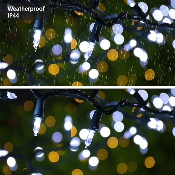 Brizled Christmas Lights, 33ft 100 LED End to End Connectable Mini Christmas String Lights, 120V UL Certified Cool White Xmas Tree Light Indoor Outdoor Mini Light Set for Xmas Tree Party Wedding Decor