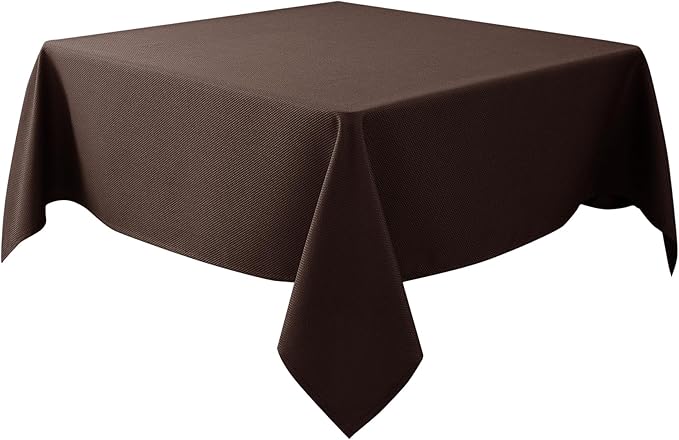 Biscaynebay Textured Fabric Square Tablecloth 70x70 Inch, Brown Water Resistant Card Table Cloth Folding Table Cover for Dining, Kitchen, Wedding and Parties etc. Machine Washable