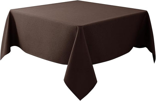 Biscaynebay Textured Fabric Square Tablecloth 54x54 Inch, Brown Water Resistant Table Cloth Small Card Folding Table Covers Linen for Dining, Kitchen, Wedding and Parties etc. Machine Washable