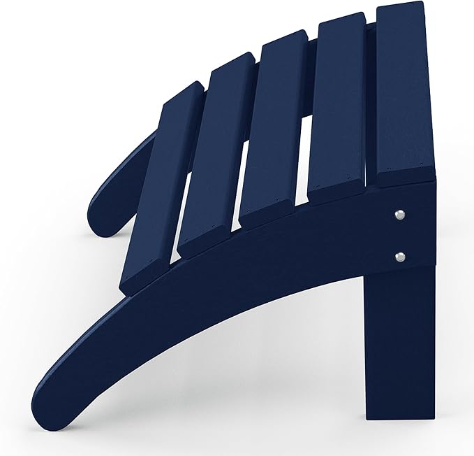 WestinTrends Outdoor Ottoman, Patio Adirondack Ottoman Foot Rest, All Weather Poly Lumber Folding Foot Stool for Adirondack Chair, Widely Used for Outside Porch Pool Lawn Backyard, Navy Blue