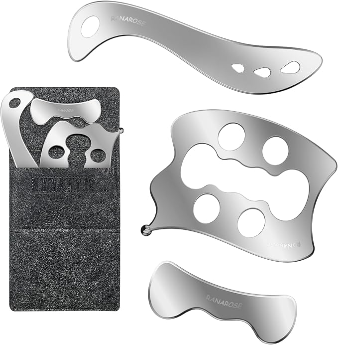 3-in-1 Stainless Steel Muscle Scraper Tool Set – Gua Sha & Physical Therapy Tools for Deep Tissue Massage, Myofascial Release, Muscle Knot Relief & Pain Reduction