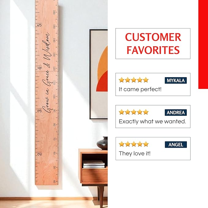 Personalized Wooden Growth Chart for Kids – Wall Height Ruler for Child Growth Tracking – Wooden Height Chart for Boys & Girls, Nursery & Home Decor Multiple Sizes & Colors