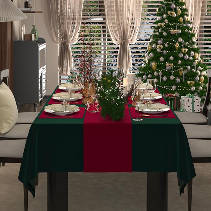 Hunter Green Rectangle Tablecloth, Luxurious Wool Velvet Spillproof Waterproof Table Cloth, Washable Table Cover for Dining Party Christmas Tablecloths - 72''x54''