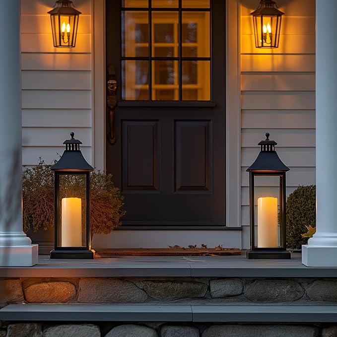 Amagic 2 Pack 6" x 4" Outdoor Plastic Electric flameless Candles with Remote Control and Timer, Battery Operated Flickering LED Pillar Fake Candle for Home, Wedding Decor, Ivory