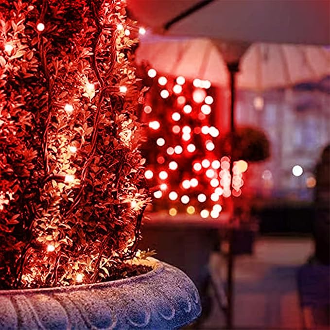 XTF2015 105ft 300 LED Christmas String Lights, End to End Plug 8 Modes Christmas Lights - UL Certified - Outdoor Indoor Fairy Light Christma s Tree, Patio, Garden, Party, Wedding, Holiday (Red)