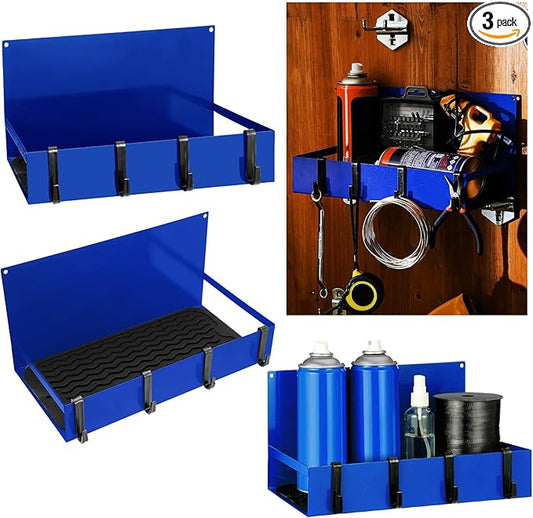 3 Pack Magnet Garage Organizer Magnetic Spice Rack for Refrigerator 20 lb Capacity Shelf Hanging Heavy Duty Magnetic Fridge Side for Organize Garage Tools(Blue)