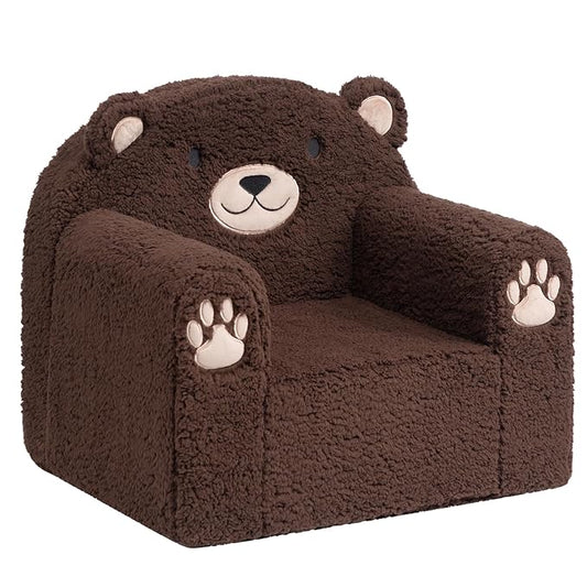 ALIMORDEN Animal Series Kid's Chair, Ultra-Soft Comfy Foam Filled Toddler Sofa Chair, Cute Animal-Shaped Design Toddler Couch, Lightweight Birthday for Baby Boys & Girls (Chocolate Bear)