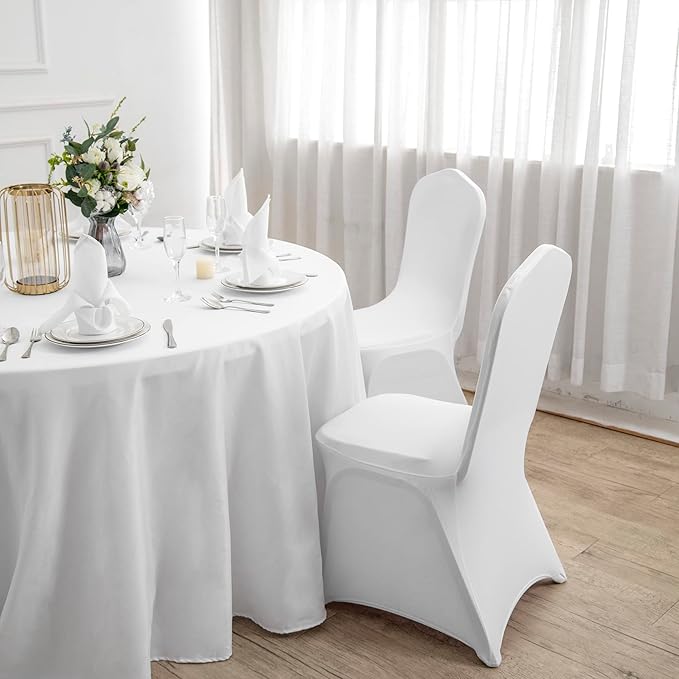 Chair Cover, 12PCS, Durable, Removable, Spandex & Polyester, Solid, White, Furniture Cover for Chair, Great Protection for Living Room, Wedding, Hotel, Restaurant