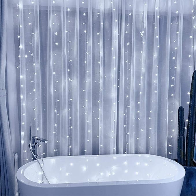 Curtain String Lights, Window Fairy LED Icicle Xmas Lights for Wedding Party Garden Room Outdoor Indoor Wall Decorations(Cool White)