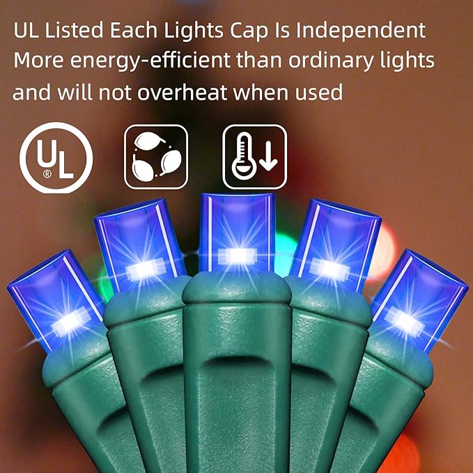 600LED (12pk of 50L) String Lights,LED Christmas Lights, 6" SPACING,Green Wire,Blue