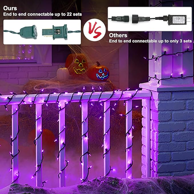 Brizled Purple Christmas Lights, 2 Pack 33ft 100 LED Christmas String Lights, 120V UL Certified Purple Halloween Light Connectable Mini Xmas Tree Light Outdoor for Halloween Xmas Party Wedding Holiday