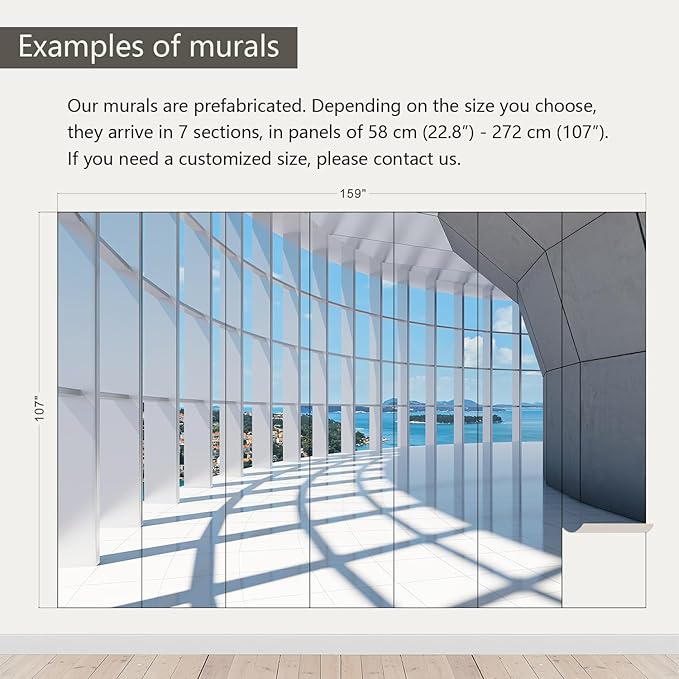 AFZEVEB-3D Blue Seascape Wallpaper Space Wall murals for Bedroom 159"x107" (Not Peel and Stick)