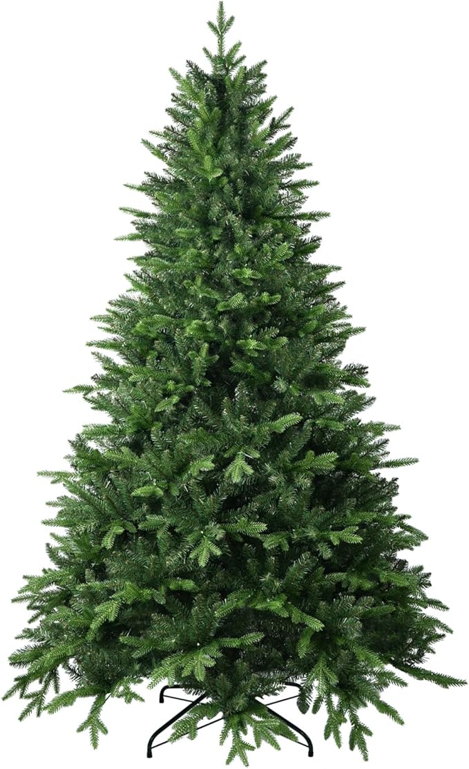 9 FT Artificial Christmas Tree with 3529 PE&PVC Mixed Branch Tips, Unlit Hinged Premium Spruce Fake Xmas Trees, Green, Foldable Base