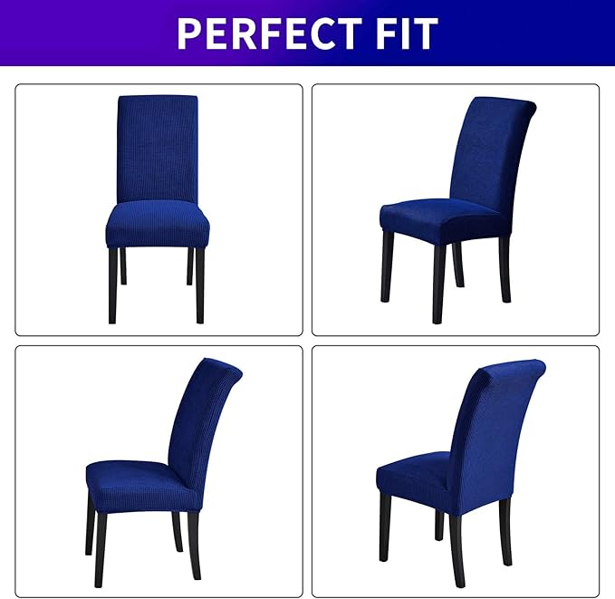 Howhic Stretch Chair Covers for Dining Room Set of 4, Removable Washable Dining Room Chair Covers, Dining Chair Slipcovers Seat Protector, Great for Home Decor and Banquet (Classic Blue, 4 Pack)
