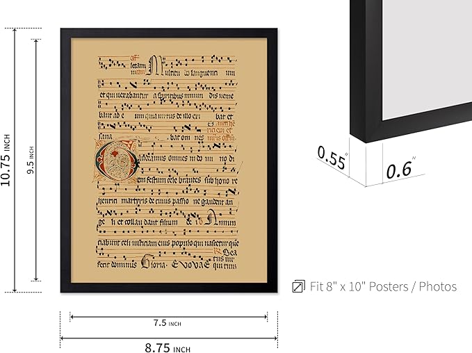 Poster Master Vintage Hymnal Poster - Retro Music Print - Gift for Artist, Friend - Graduale Aboense, Gregorian Chant Manuscript, Score - Wall Decor for Living Room, Bedroom, 8x10 Black Framed