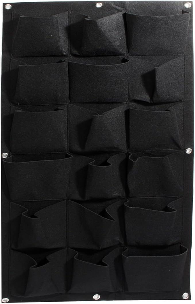 Ogrmar 18 Pockets Vertical Wall Garden Planter Plant Grow Bag for Flower Vegetable for Indoor/Outdoor (18 Pockets, Black)
