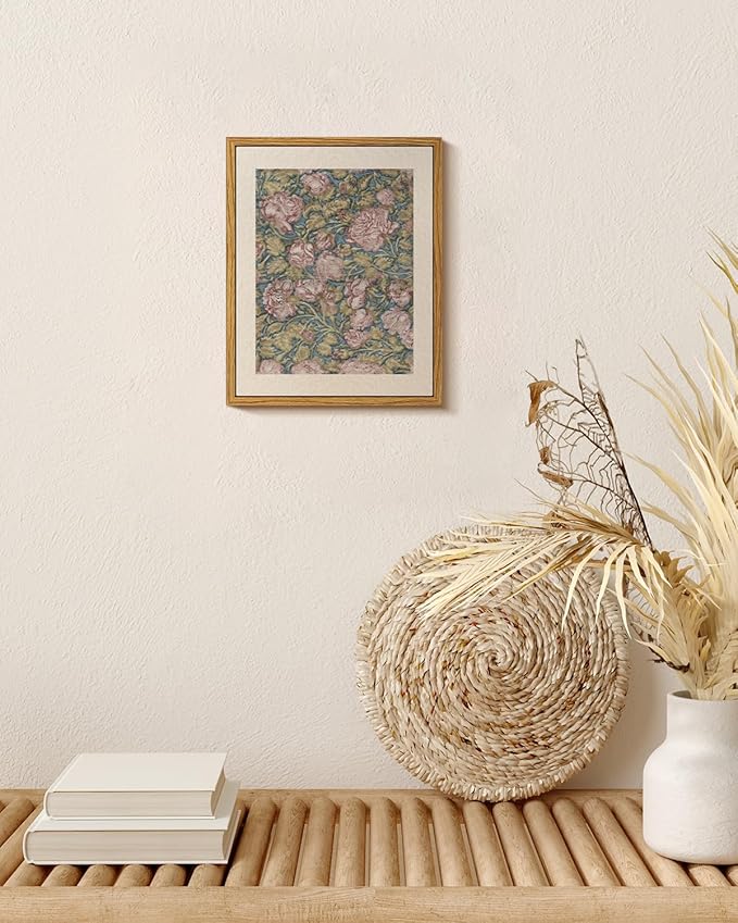 VIYYIEA Framed Canvas Wall Art Home Decor Classical Flower Oil Paintings for Wall Decorations Botanical Canvas Wall Art Vintage Farmhouse Decor for Bedroom Living Room Bathroom Decor 8x10in