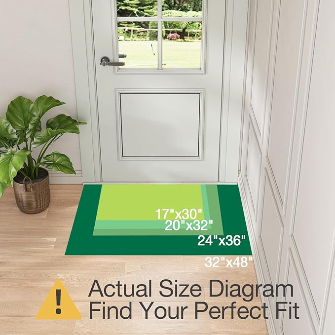 LUMI Ultra Thin Door Mat for Entryway,32"x48" Low Profile Non Slip Rubber Backing Indoor Doormat, Easy Clean Welcome Entrance Mat for Inside House, Patio, Greenish Grey