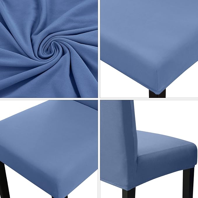 JQinHome 6 Pcs Dining Chair Slipcover,High Stretch Removable Washable Chair Seat Protector Cover for Home Party Hotel Wedding Ceremony (Gray Blue)