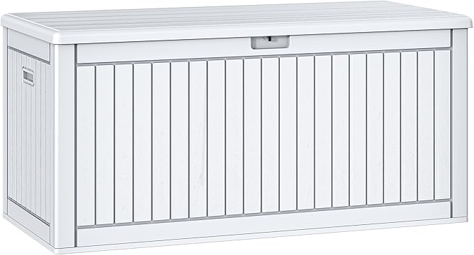 YITAHOME 260 Gallon Extra Large Deck Box, Double-Wall Resin Outdoor Storage Box with Flexible Divider for Patio Cushions Pool Supplies Garden Tools, 1000lbs Load Capacity, Lockable&Waterproof (White)